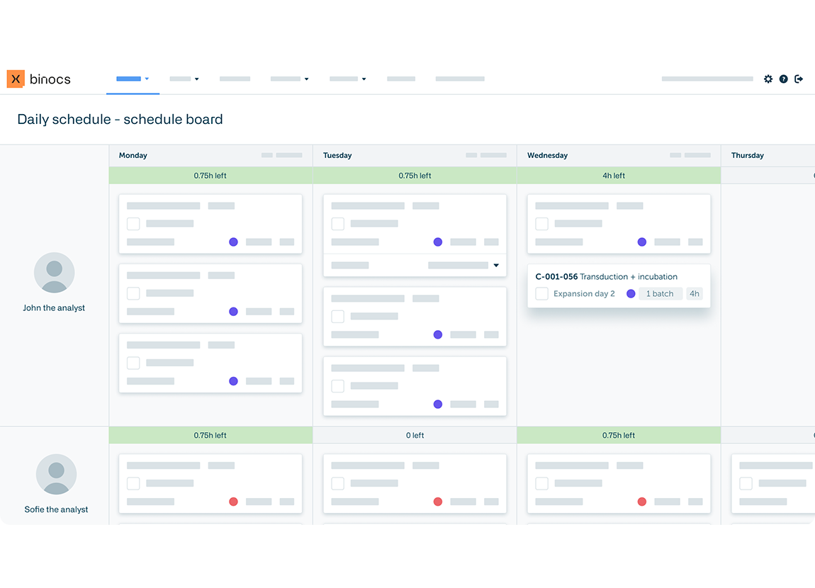 Daily schedule - schedule board | Binocs | CGT