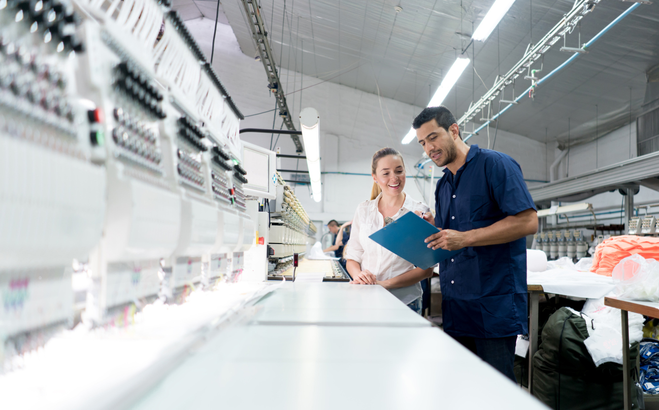 People working at an embroidery factory