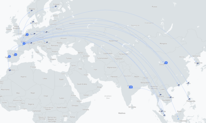 Axon process mining view on a map