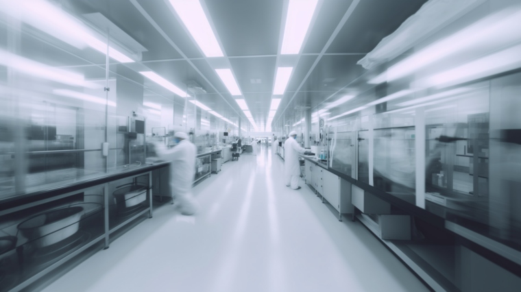 An action shot of a busy CGT laboratory