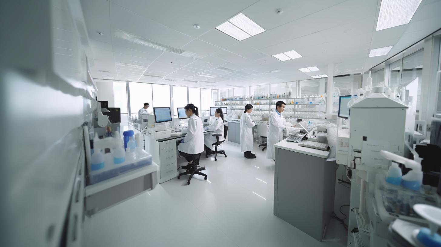 A pharmaceutical quality control laboratory featuring analysts whose jobs are enhanced throgu better workflow integration with the wider supply chain