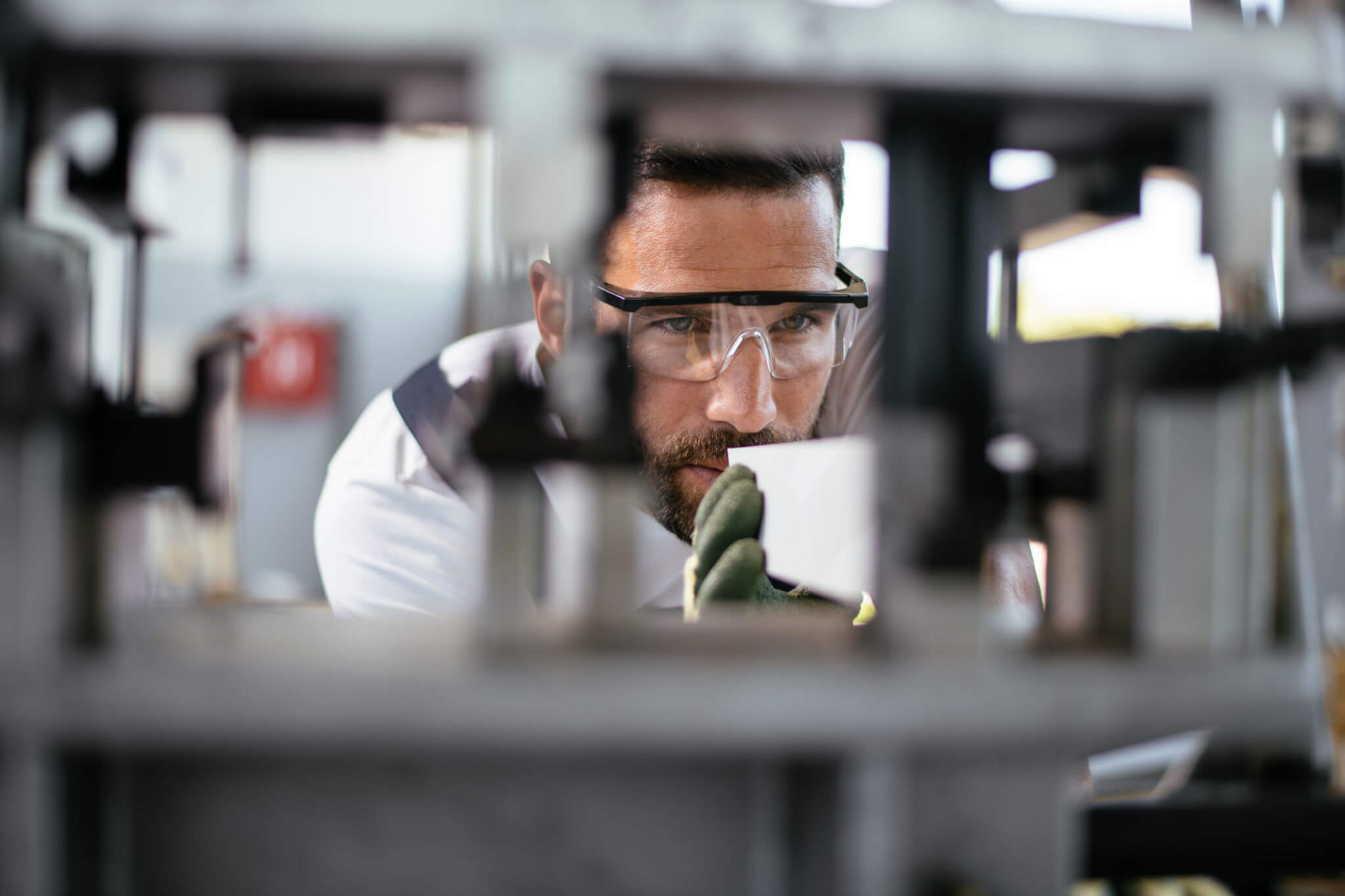 Man in a lab with goggles